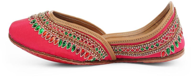 Pink Jadau Leather Ladies Jutti