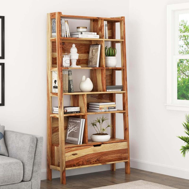 Solid Sheesham Wood Open Book Shelf