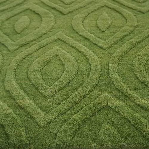 Green Quilted Hand Tufted Carpet