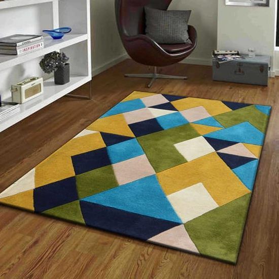 Multicolor Abstract Design Hand Tufted Carpet