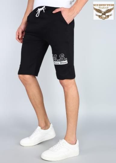 Black Mens Cotton Shorts