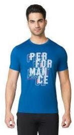 Blue Men Round Neck T Shirts