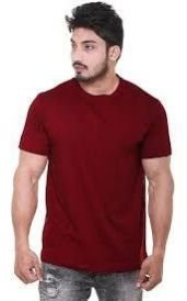 Maroon Men Round Neck T Shirts