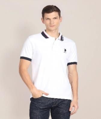 White Short Sleeve Collar Men T Shirts