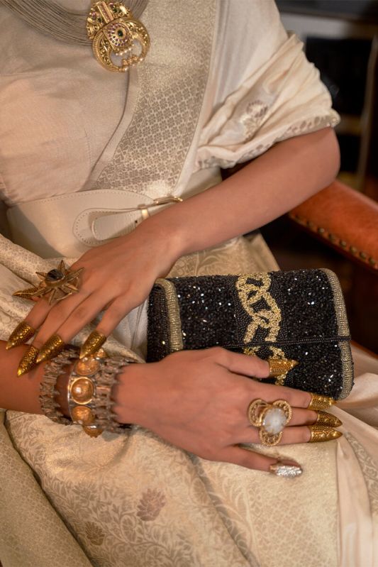Ladies Cream Georget Sarees