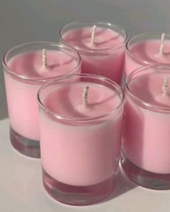 Soy Wax Pink Glass Candle