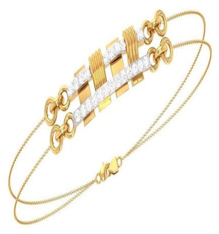 18Kt Gold Lab Grown Diamond Rakhi Bracelet For Brothers