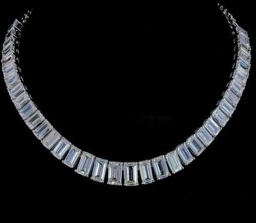 Handcrafted Emerald Lab Grown Diamond Necklace