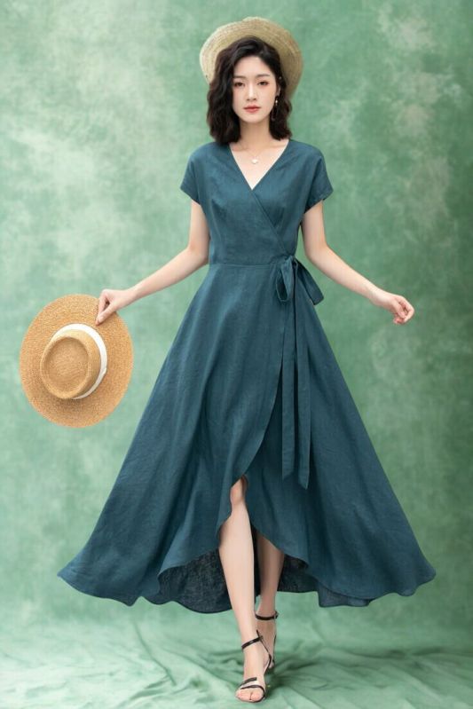 Solid Wrap Maxi Dress