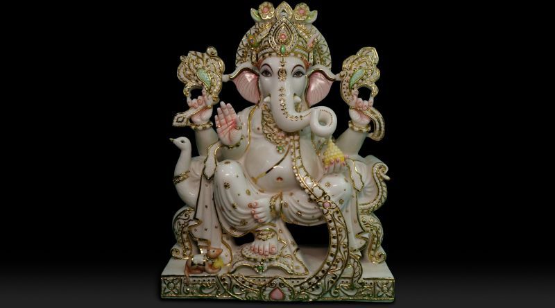 Lord Ganesha Ji White Marble Statue