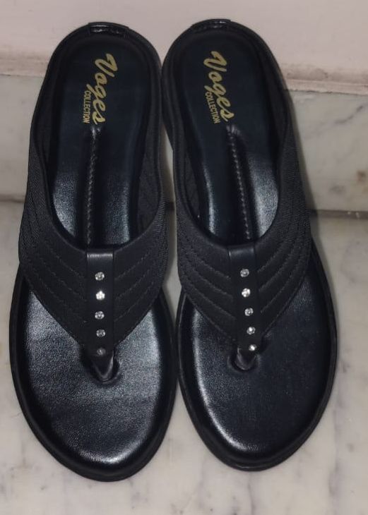 Voges Black Flat Ladies Sandal
