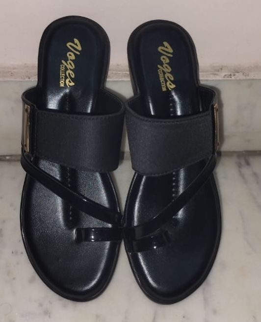 Voges Black Wedge Heel Ladies Sandal