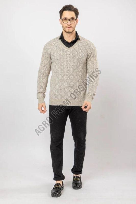 Beige Mens Pullover Woolen Sweaters