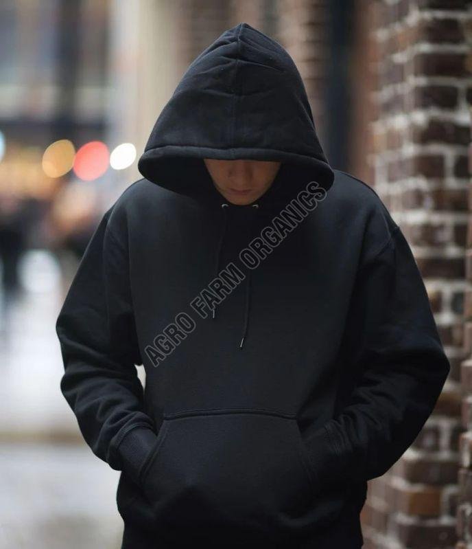 Black Cotton Mens Oversized Hoodies