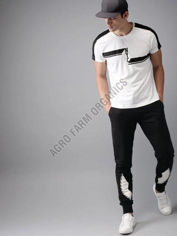 Cotton Men Colorblock Round Neck T-Shirt