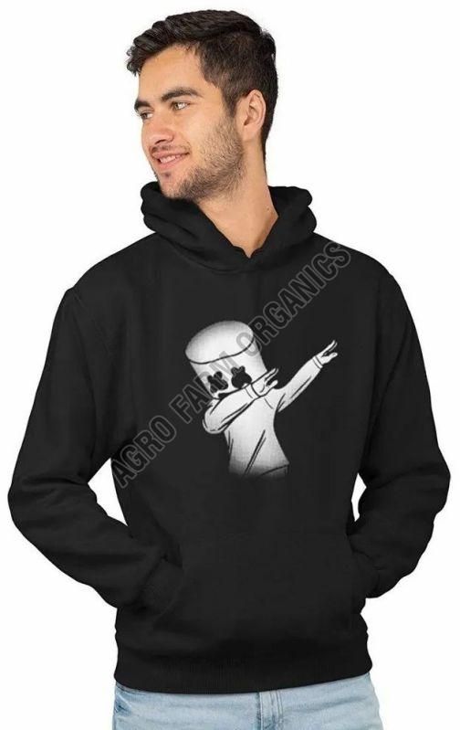 Full Sleeves Black Mens Hoodie