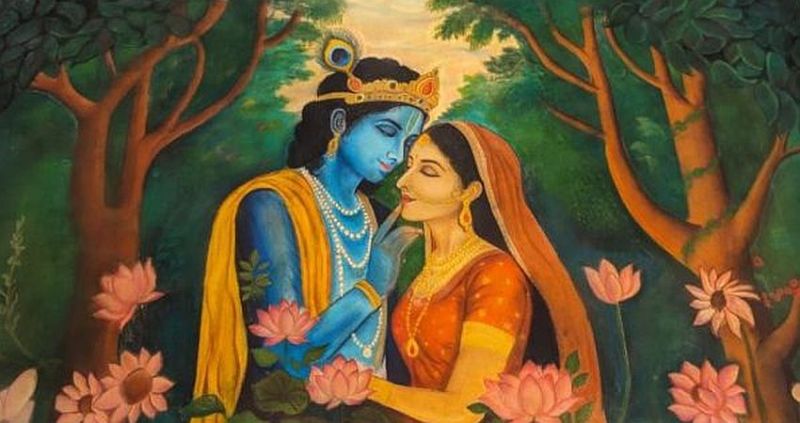Soft Pastel Handmade Radha Krishna Painting
