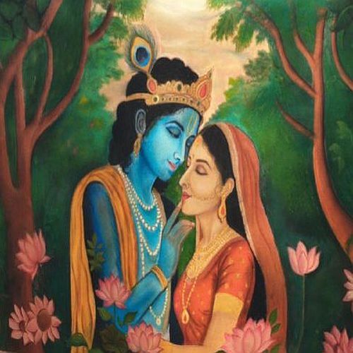 Soft Pastel On Paper Radha Krishna Painting