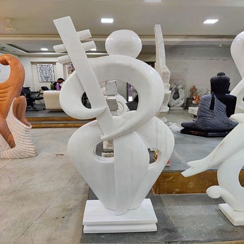 Guitar Playing White Marble Sculpture