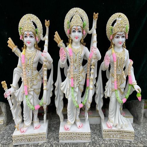 Hand Painted RAM Darbar Marble Statue