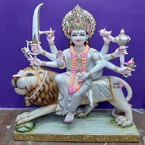 Handmade Marble Durga Mata Statue