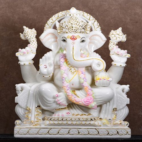 Multicolor Marble Ganesha Statue