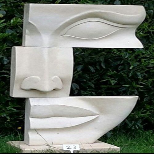 Outdoor White Marble Face Sculpture