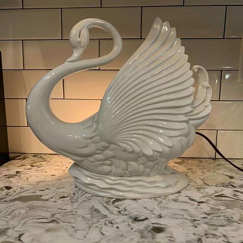 Polished White Marble Duck Statue