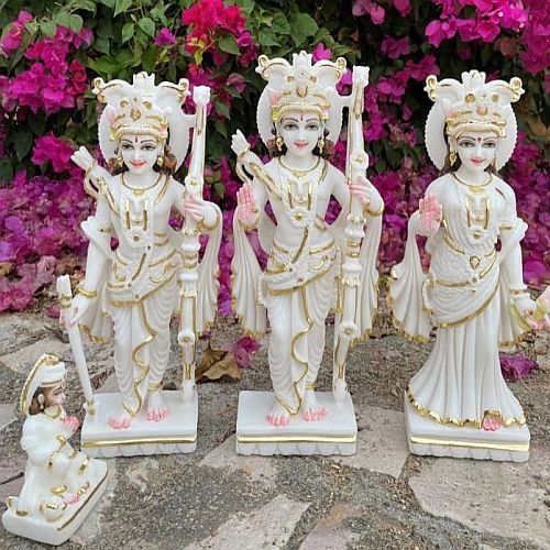 White and Golden RAM Darbar Marble Statue