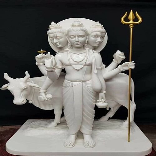 White Marble Dattatreya Statue