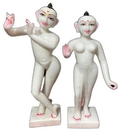 White Marble Iskcon Radha Krishna Statue