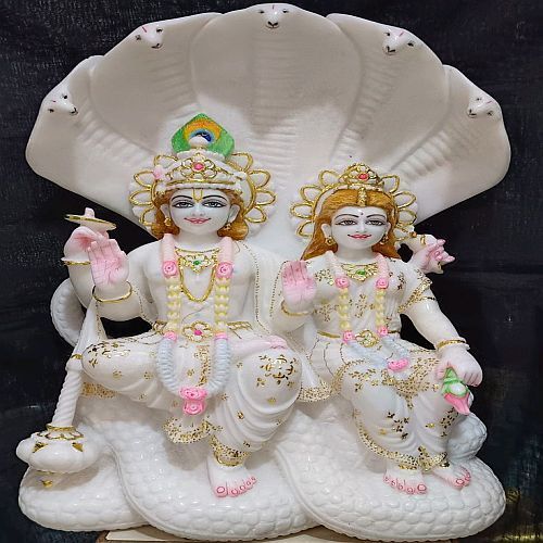 White Marble Laxmi Narayan Statue