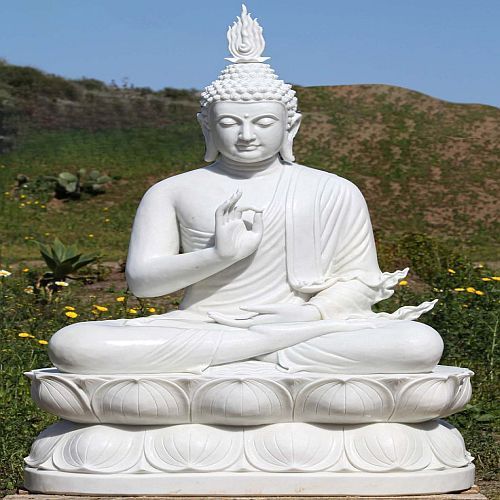White Marble Meditation Buddha Statue