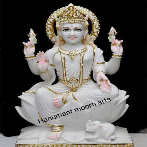 White Marble Laxmi Mata Sitting Statue