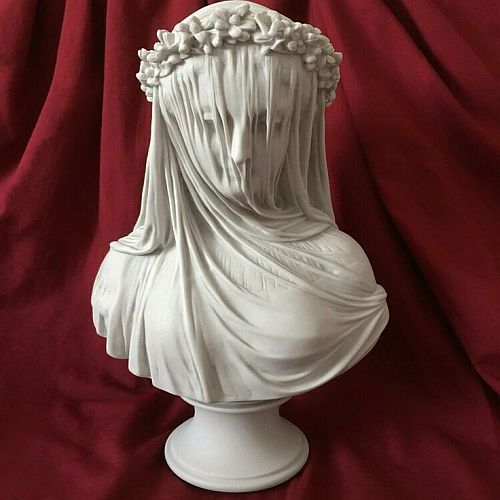 White Marble Veiled Lady Bust Sculpture