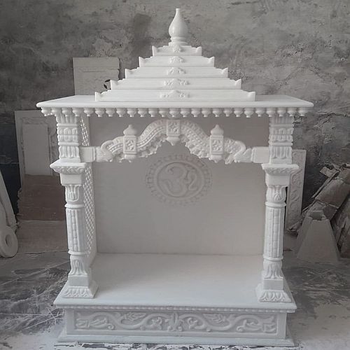 White Om Design Marble Temple