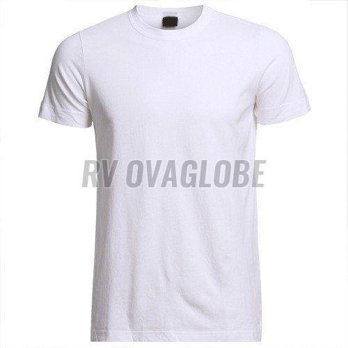 Mens White Round Neck Cotton T-Shirt