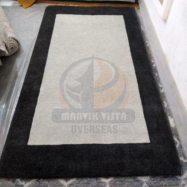 Charcoal Border Grey Wool Viscose Handloom Rug