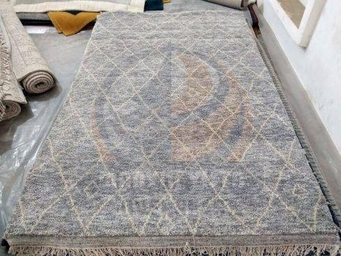 Charcoal Grey Viscose and Wool Rug