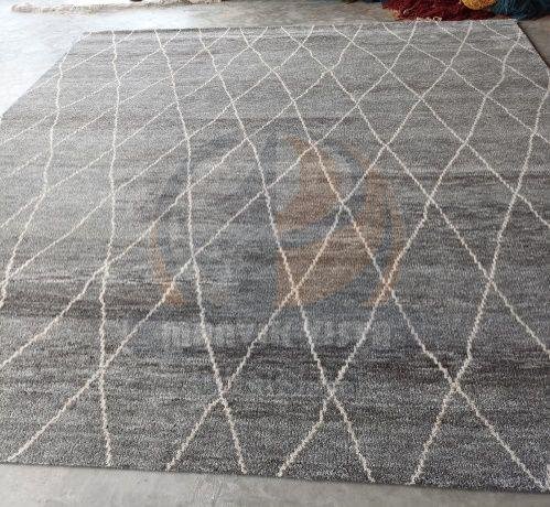 Modern Grey Wool and Viscose Rug