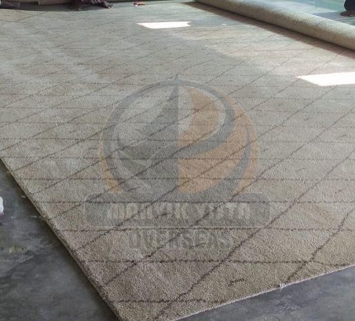 Natural Beige Wool and Viscose Rug