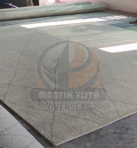 Plain Beige Wool and Viscose Rug