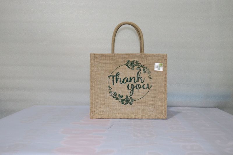 Brown Printed Jute Grocery Bag
