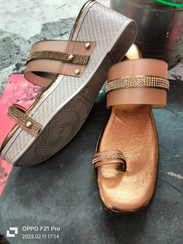 Bronze Toe Ring Heeled Ladies Sandal