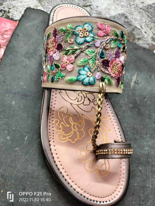 Embroidered Kolhapuri Ladies Slipper