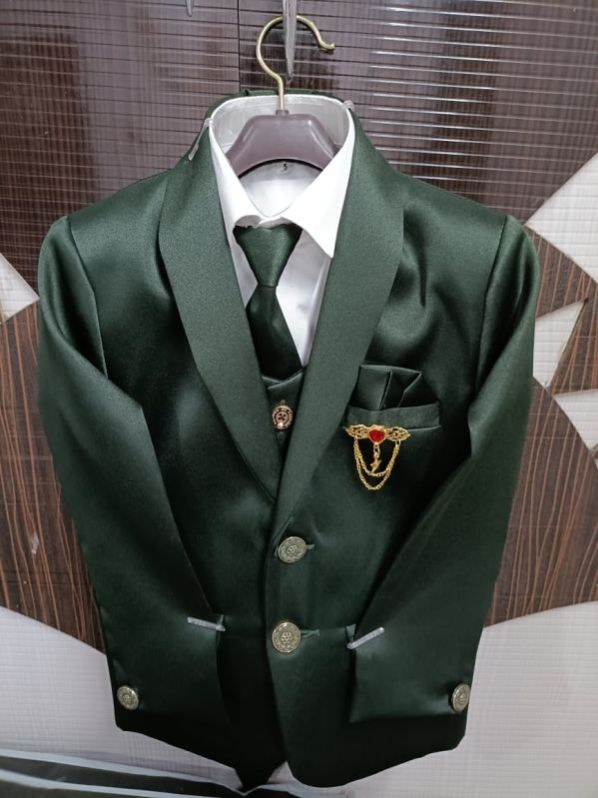 Dark Forest Green 5 Piece Kid Coat Pant Suits