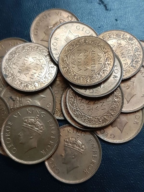 Bronze British India One Quarter Anna George Vi Coin