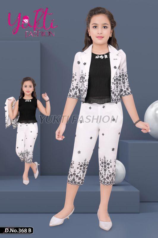 Girls Top Jacket Capri Set