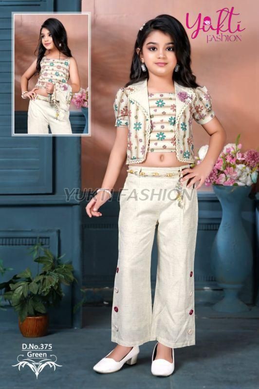 Girls Top Jacket Palazzo Set