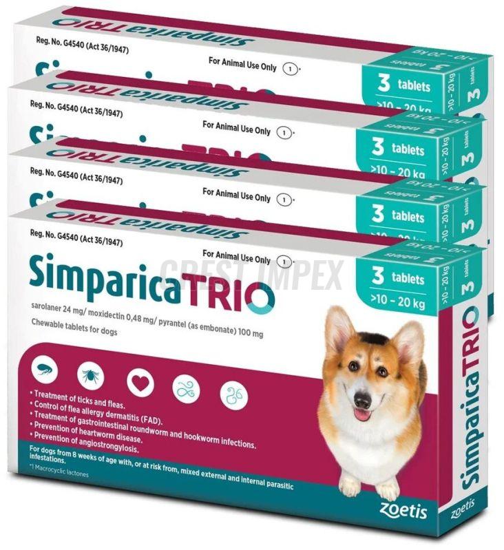 10 20 Kg Simparica Trio Sarolaner Moxidectin Pyrantel Tablet